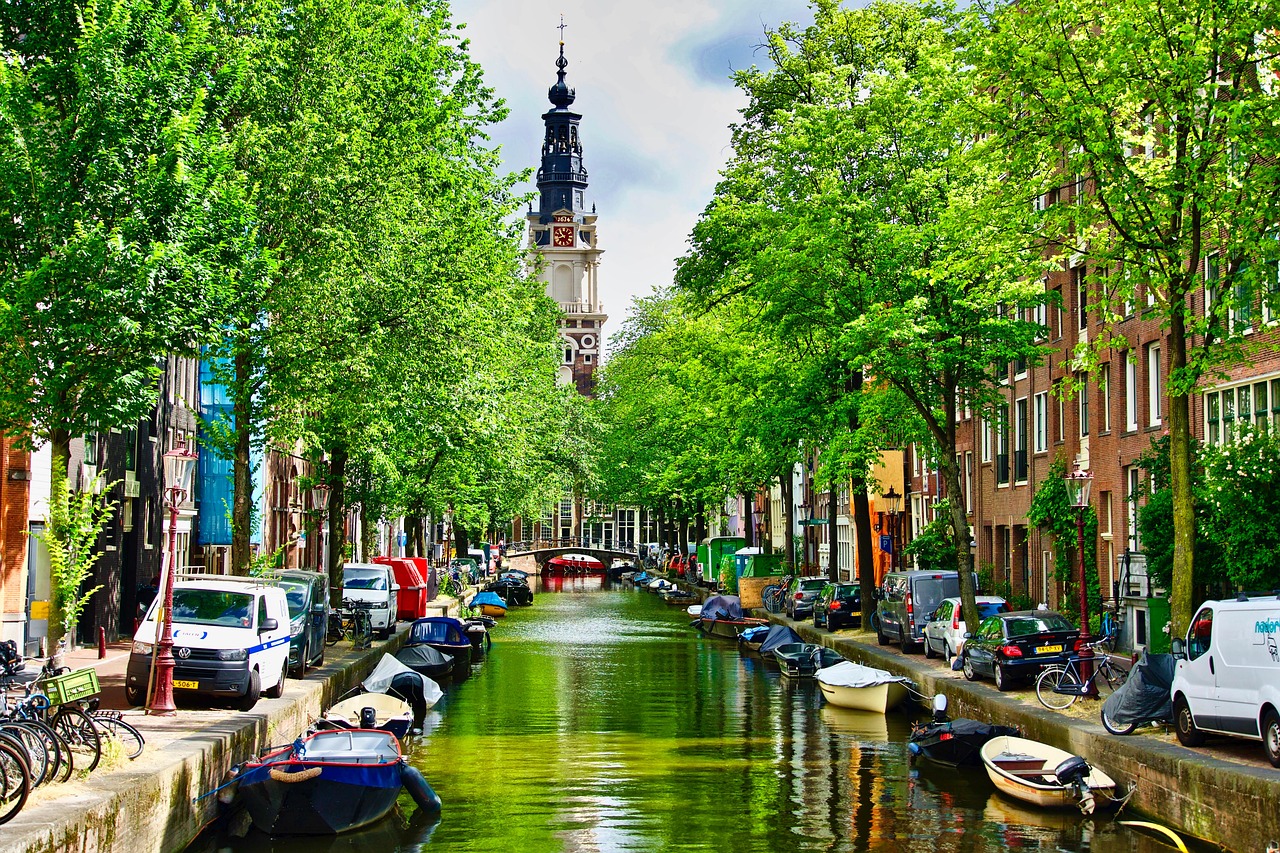 Amsterdam canal view in the Netherlands
