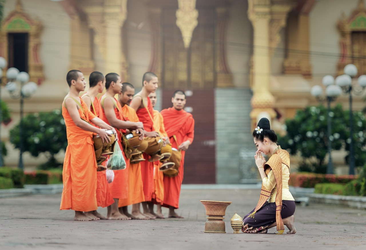 Traditional Thai cultural ceremony with monks