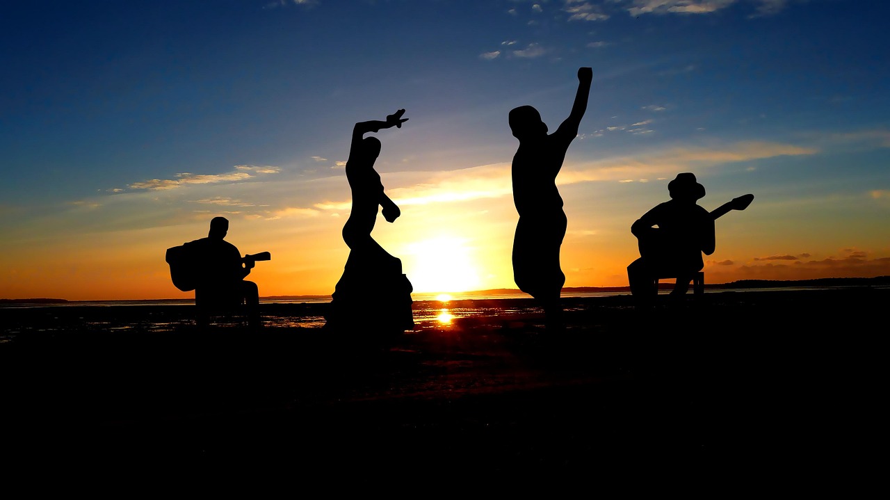 Traditional Spanish flamenco dancers performing