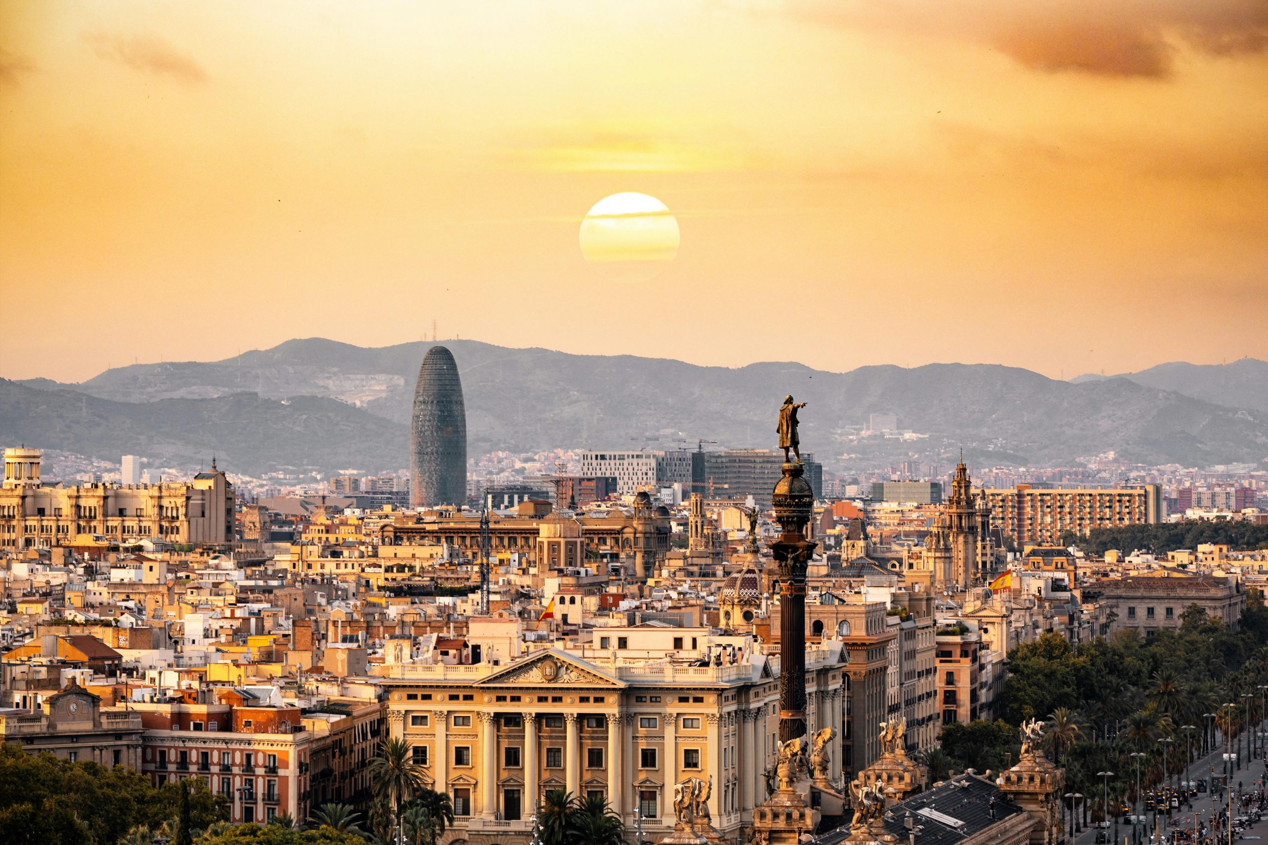 Barcelona skyline and architecture in Spain